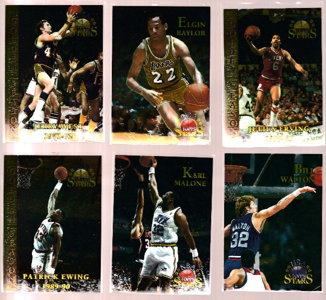  1996 Topps Stars FINEST  - Lot of (48) different w/Hall-of-Famers Basketball cards value