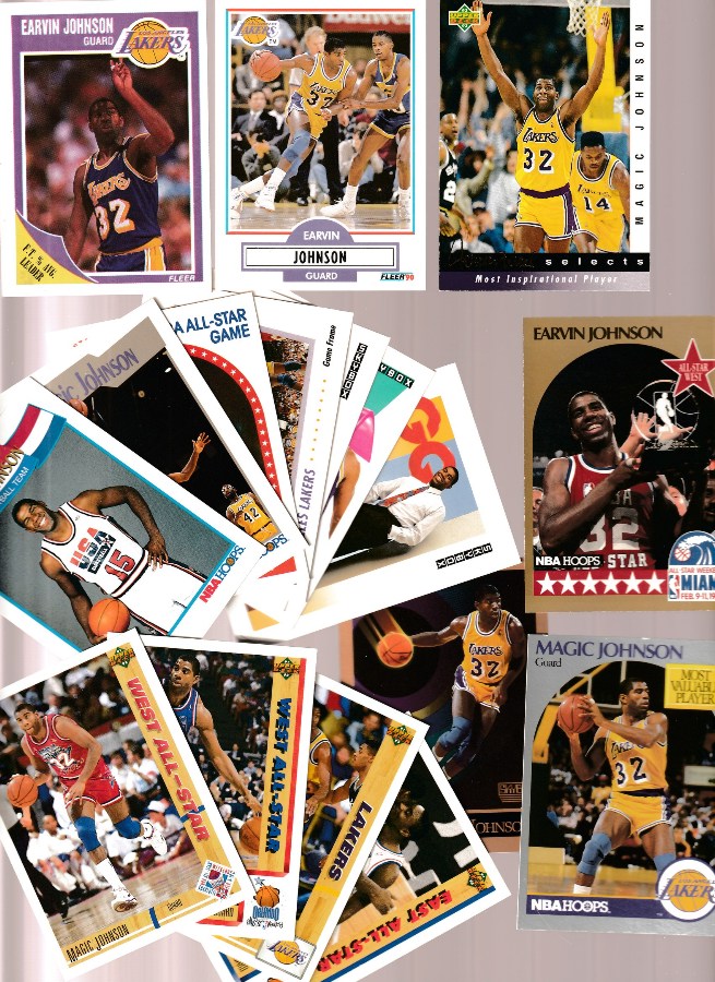 Magic Johnson -  Lot of (30) different - Mostly 1990 thru 1992 Basketball cards value