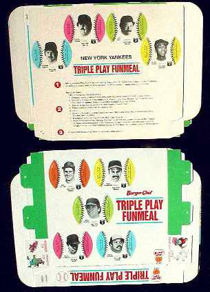 Yankees - 1977 Burger Chef UNFOLDED Funmeal Box COMPLETE TEAM SET Baseball cards value
