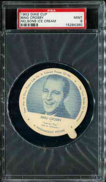 1952  Dixie Cup GRADED Nelsons Ice Cream - BING CROSBY Baseball cards value