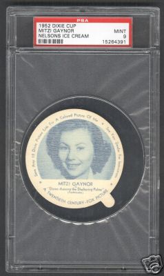 1952  Dixie Cup GRADED Nelsons Ice Cream - MITZI GAYNOR Baseball cards value