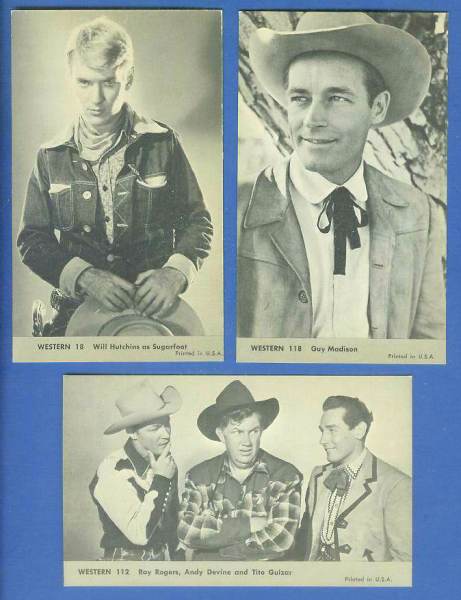 1960's WESTERN Exhibit Postcards #112 Roy Rogers,Andy Devine & Tito Guizar Non-Sport cards