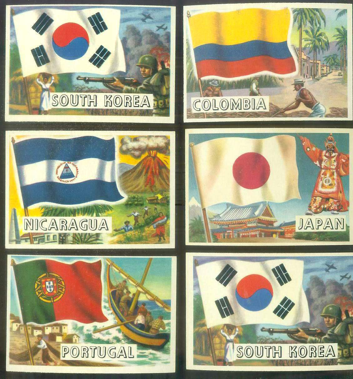 1956 Topps FLAGS of the World #45 Nicaragua n cards value