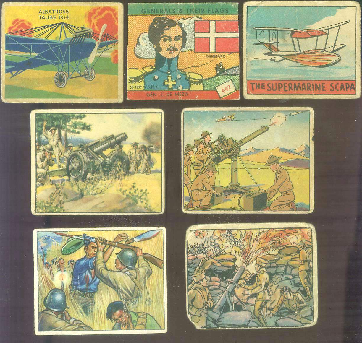   Lot [#n04] (7) different MILTARY type issues (1930's thru 1952) Non-Sport cards