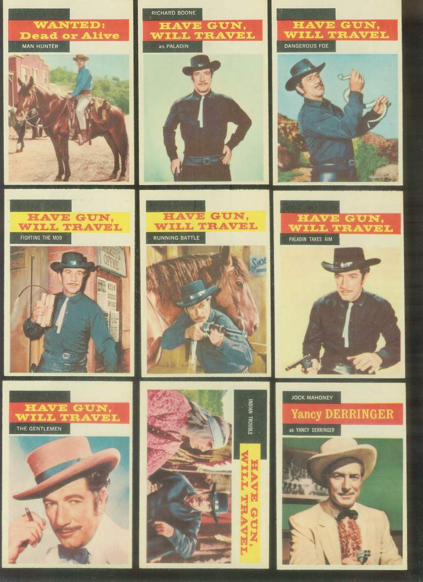 1958 A&BC Gum TV Westerns #15 HAVE GUN, WILL TRAVEL 'Paladin Takes Aim' n cards value