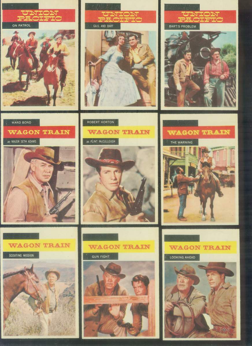 1958 A&BC Gum TV Westerns #29 UNION PACIFIC 'Gail and Bart' n cards value