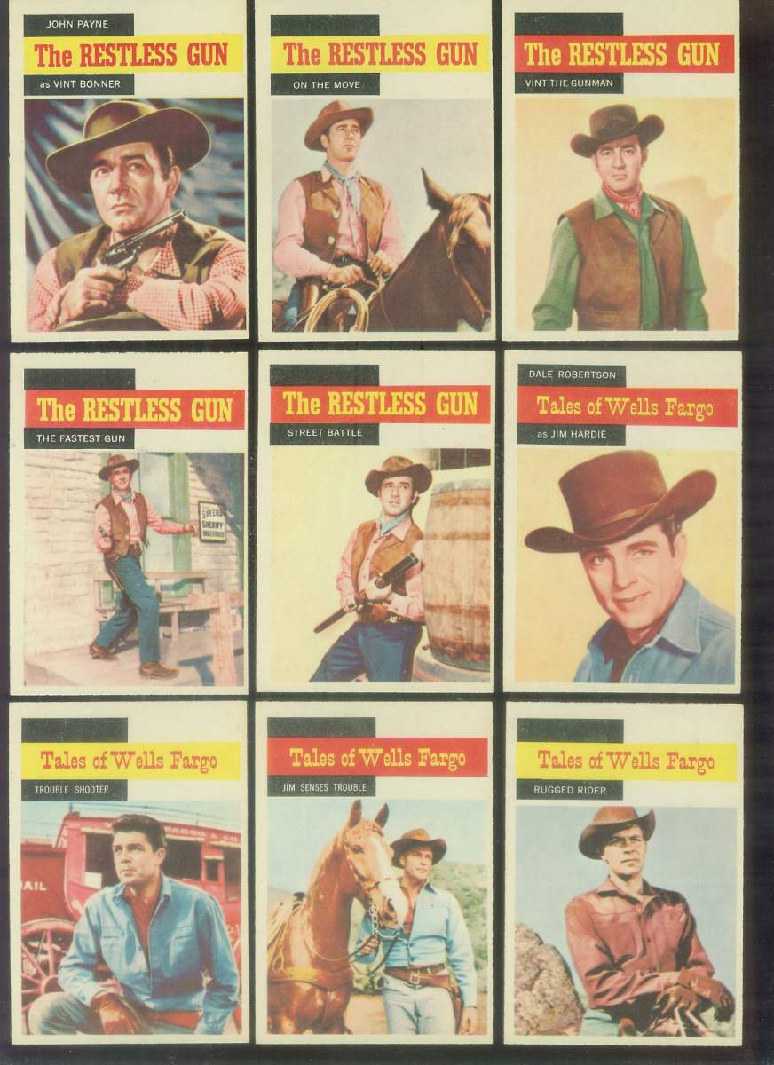 1958 A&BC Gum TV Westerns #37 RESTLESS GUN 'John Payne as Vint Bonner' n cards value