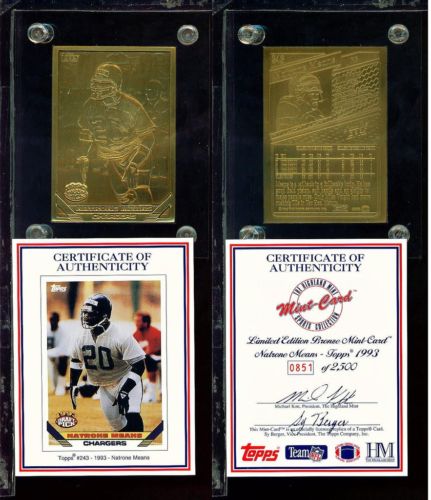  Natrone Means - HIGHLAND MINT SOLID BRONZE Card in thick acrylic Baseball cards value