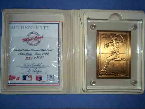 Nolan Ryan  - HIGHLAND MINT SOLID BRONZE 1992 Topps Card in thick acrylic Baseball cards value
