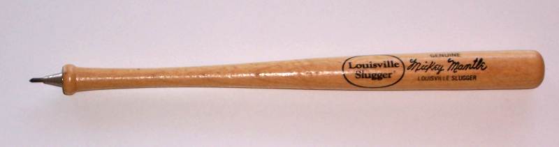  MICKEY MANTLE - 8 in. wood Louisville Slugger BASEBALL BAT PEN Baseball cards value