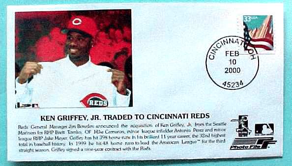  KEN GRIFFEY Jr -  'Ken Griffey, Jr. Traded to Cincinnati Reds' Cachet Baseball cards value