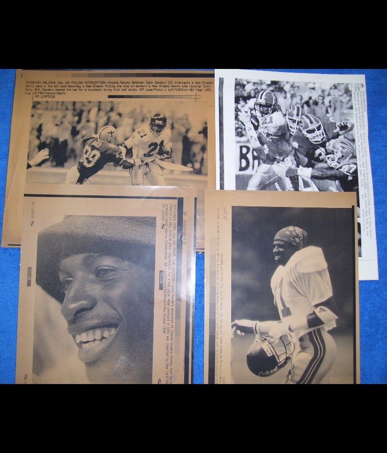 WIREPHOTO: Deion Sanders - LOT of (4) - 1989 thru 1991 (Falcons/Yankees) Football cards value
