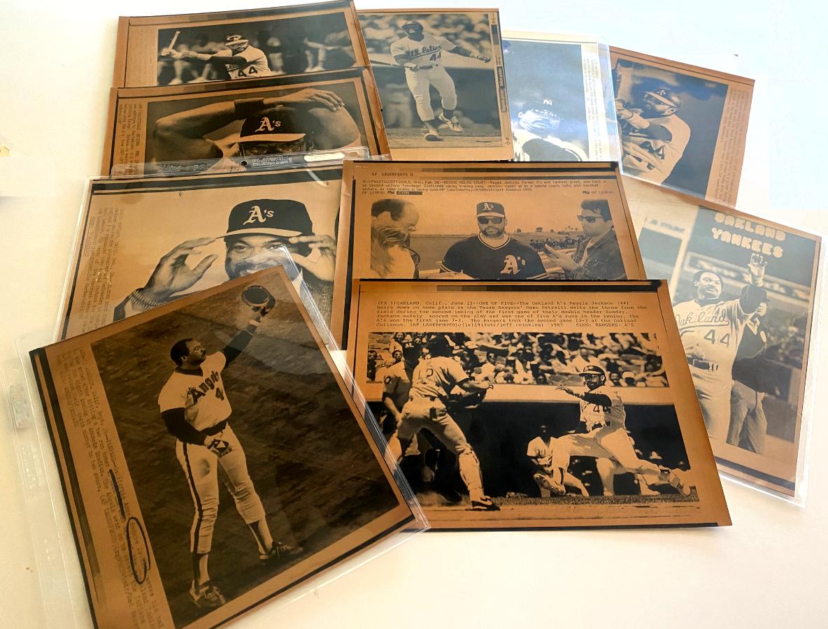 WIREPHOTO: Reggie Jackson - Lot of (10) (1981-1991) Baseball cards value