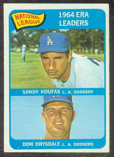 1965 O-Pee-Chee/OPC #..8 N.L. ERA Leaders (Sandy Koufax/Don Drysdale) Baseball cards value