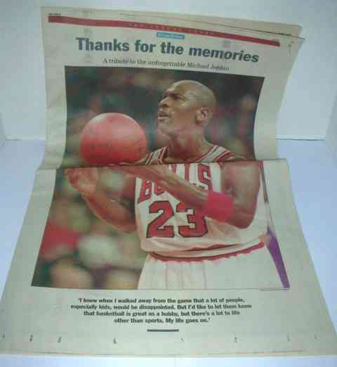  Newspaper: MICHAEL JORDAN -1993 Chicago Tribune- LOT (25) Retirement Trib. Basketball cards value