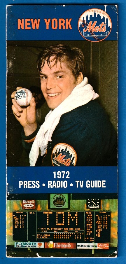  1972 METS - PRESS,Radio,TV Guide (58 pages) - Tom Seaver cover Baseball cards value