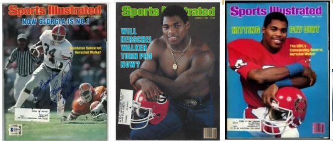  Herschel Walker - Sports Illustrated (1980,82,83) - Lot (3) w/FIRST COVER Baseball cards value