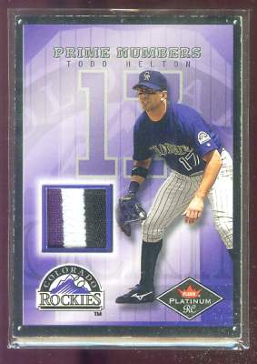 Todd Helton - 2001 Fleer Platinum RC 'Prime Numbers' GAME-USED JERSEY PATCH Baseball cards value
