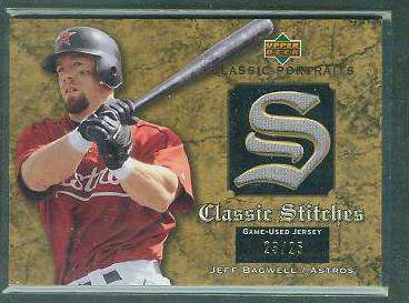 Jeff Bagwell - 2003 U.D. Classic Portraits Stitches GOLD GAME-USED JERSEY Baseball cards value