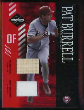 Pat Burrell - 2003 Leaf Limited DUAL GAME-USED BAT & 2-Color JERSEY COMBO ! Baseball cards value