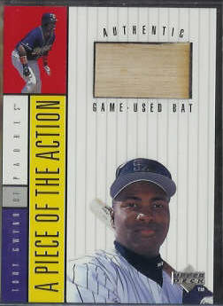 Tony Gwynn - 1997 Upper Deck 'Piece...Action' GAME-USED BAT (Padres) Baseball cards value