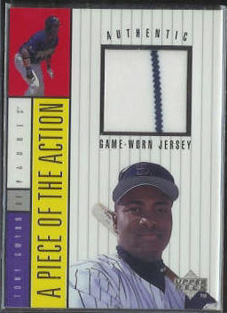 Tony Gwynn - 1997 Upper Deck 'Piece...Action' GAME-USED JERSEY [#a] Baseball cards value