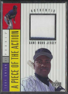 Tony Gwynn - 1997 Upper Deck 'Piece...Action' GAME-USED JERSEY [#b] Baseball cards value