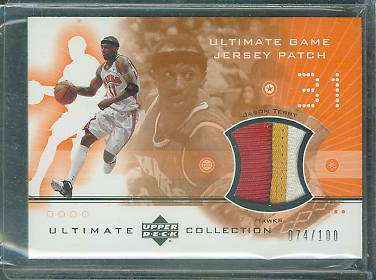 Jason Terry - 2001-02 Ultimate Collection #JTP GAME-USED JERSEY PATCH Baseball cards value