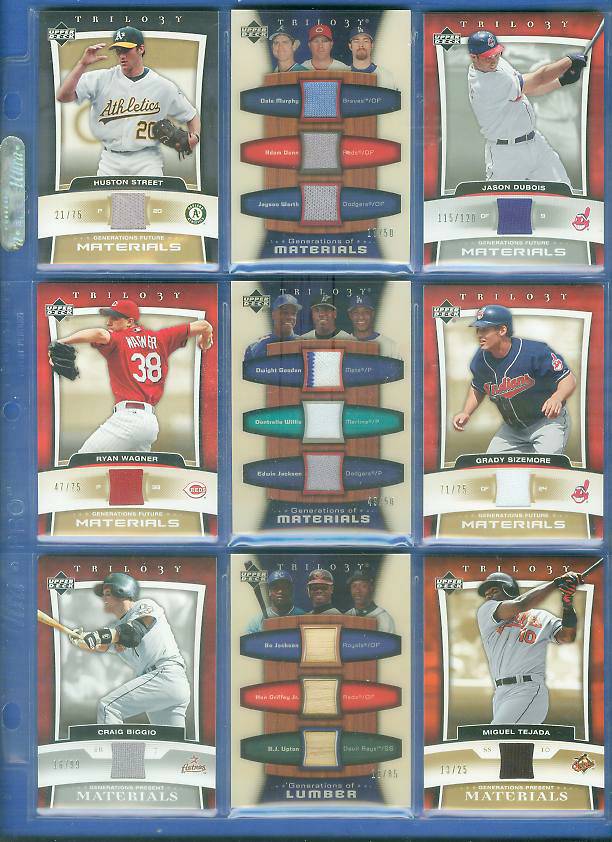  TRIPLE - 2005 UD Trilogy Generations GAME-USED JERSEYS/PANTS w/Dale Murphy Baseball cards value