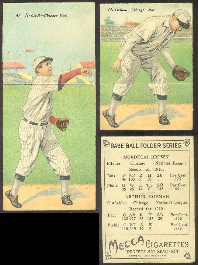 1911 Mecca Double Folders T201 #xx Mordecai Brown/Arthur Hofman (Cubs) Baseball cards value