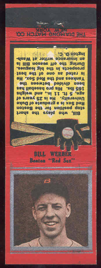 1935 Diamond Matchbooks 'Silver Border' - Bill Werber (Red Sox) Baseball cards