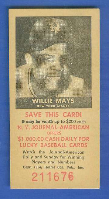 1954 New York Journal-American - WILLIE MAYS (Giants) Baseball cards value