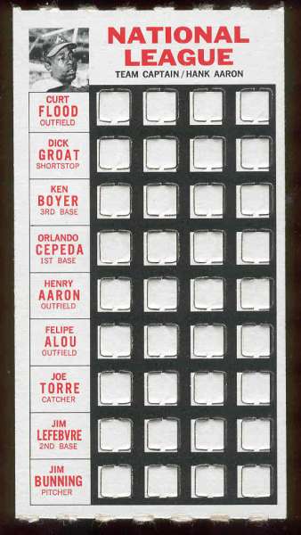 1967 Topps Punch-Outs - HANK AARON (Team Captain) (Braves) Baseball cards