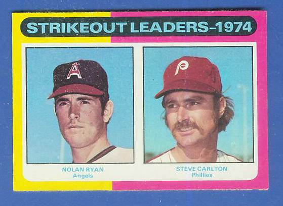 1975 Topps #312 Strikeout Leaders (Nolan Ryan/Steve Carlton) Baseball cards value