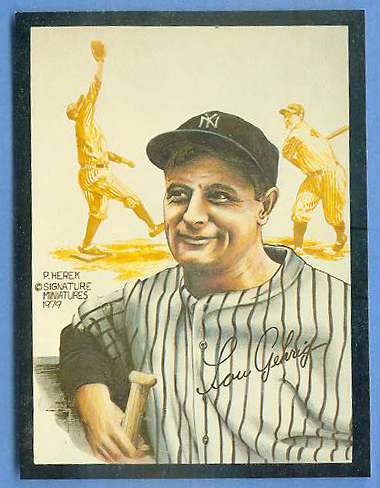 1979 Signature Miniatures ART CARD - LOU GEHRIG [#a] (Yankees) Baseball cards value