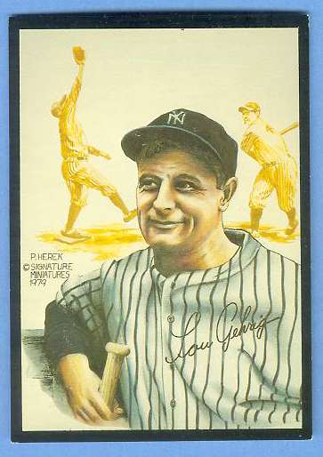 1979 Signature Miniatures ART CARD - LOU GEHRIG [#b] (Yankees) Baseball cards value