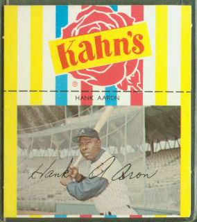 1968/1969 Kahn's - Hank Aaron [#b] SMALL w/Black Sleeves (Braves) Baseball cards value