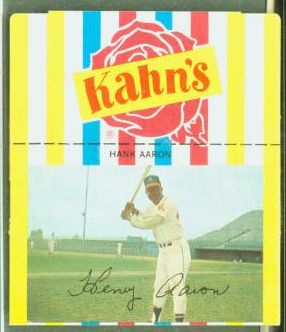 1968/1969 Kahn's - Hank Aaron [#c] SMALL w/White Sleeves (Braves) Baseball cards value