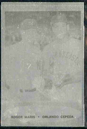 1962 Topps  ALUMINUM PRINT PLATE #401 ROGER MARIS/Orlando Cepeda Baseball cards value