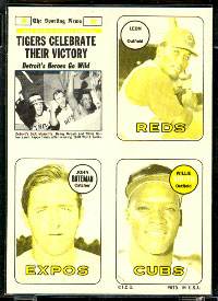 1969 Topps 4-in-1 STICKER PROOF - Tigers World Series Champs - YELLOW/BLACK Baseball cards value