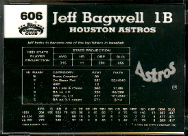 1992 Topps Stadium Club #606 card back PLATE NEGATIVE - Jeff Bagwell Baseball cards value