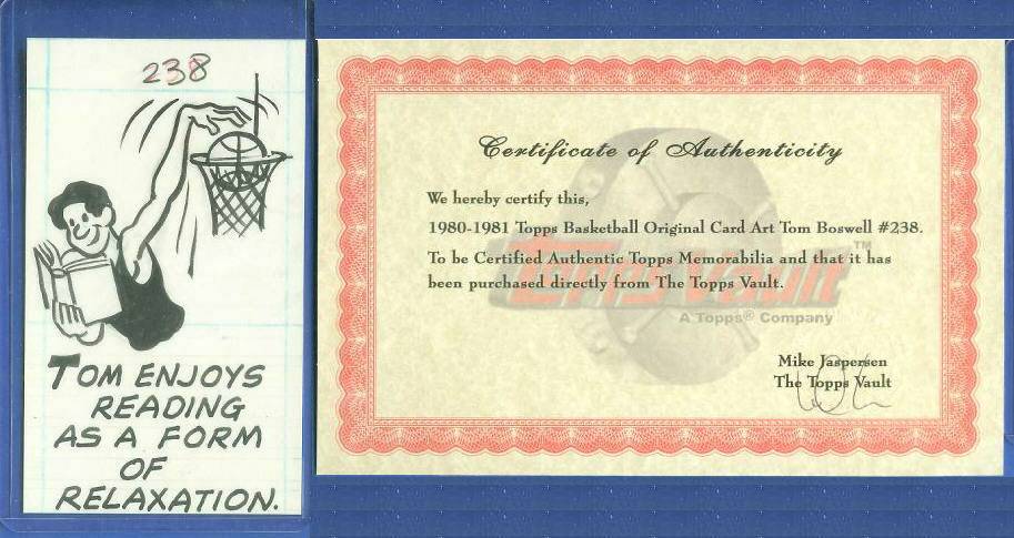 1980-81 Topps Basketball #238 Tom Boswell ORIGINAL ARTWORK Baseball cards value
