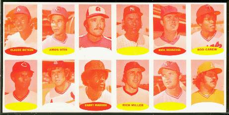 1974 Topps Stamps PROOF SHEET Cyan/Yellow - ROD CAREW/CATFISH HUNTER Baseball cards value
