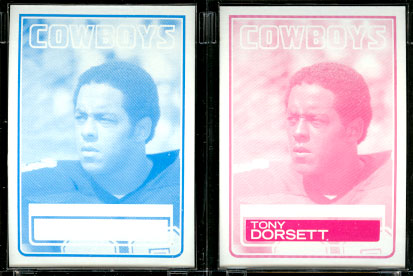 1983 Topps PROOFS Cyan & Magenta - TONY DORSETT (Lot of 2) Football cards value