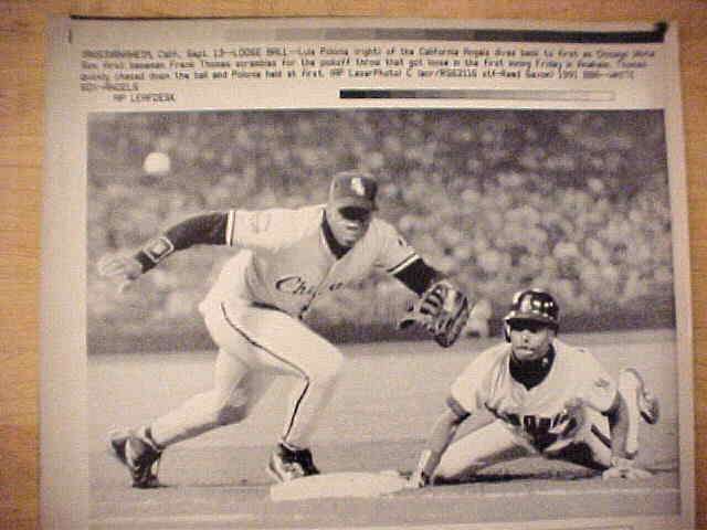 WIREPHOTO: Frank Thomas - [09/13/91] 'Loose Ball' (White Sox) Baseball cards value