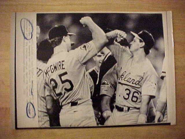 WIREPHOTO: Mark McGwire - {07/12/88} 'Awww Right!' (Athletics) Baseball cards value