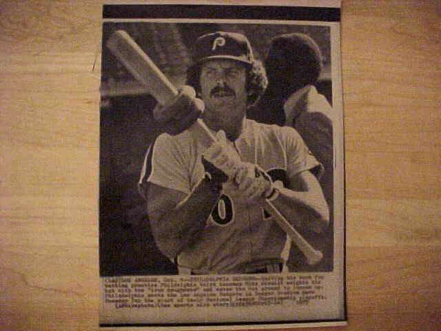 WIREPHOTO: Mike Schmidt - [10/04/77] 'Philadelphia Slugger' (Phillies) Baseball cards value