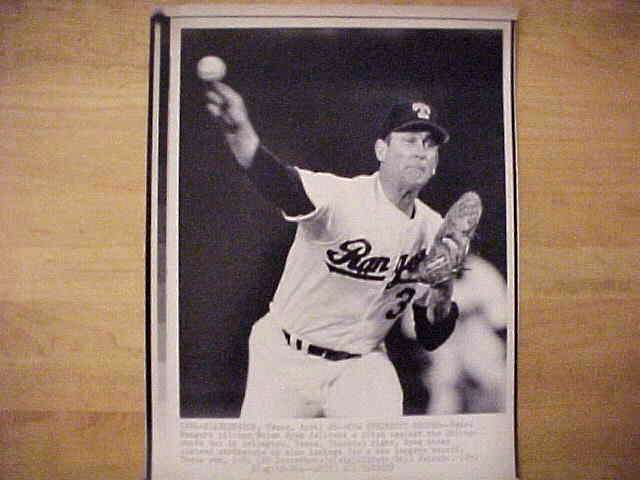 WIREPHOTO: Nolan Ryan - [04/26/90] 'New Strikeout Record' (Rangers) Baseball cards value