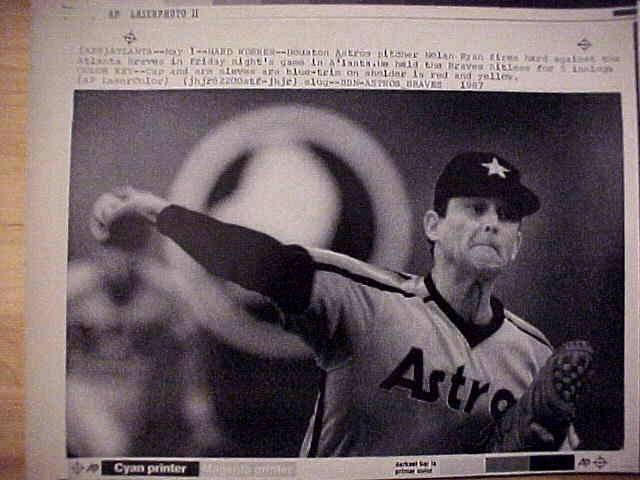 WIREPHOTO: Nolan Ryan - [05/01/87] 'Hard Worker' (Astros) Baseball cards value