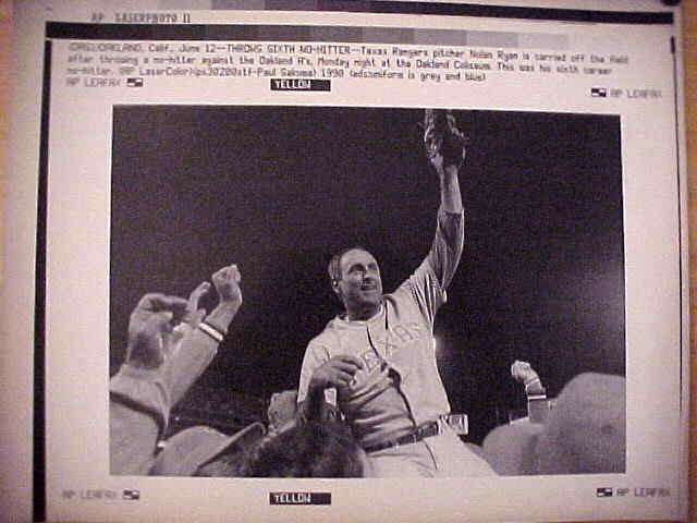 WIREPHOTO: Nolan Ryan - {06/12/90} 'Throws Sixth No-Hitter' (Rangers) Baseball cards value